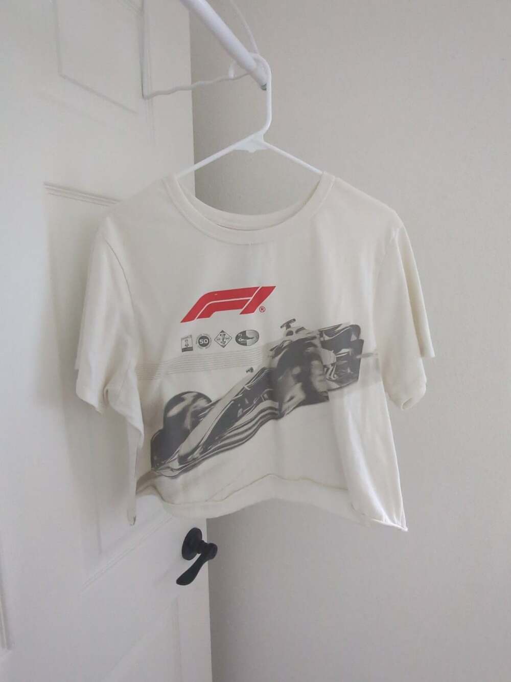 Hybrid Apparel Formula 1 Graphic Tee Size XXL Off-White Racing Car Crop